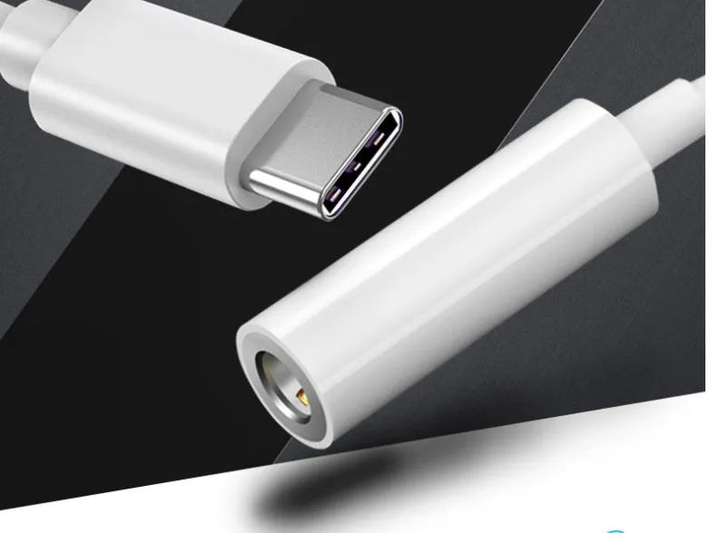White Type-C digital audio adapter cable for connecting audio to smartphones