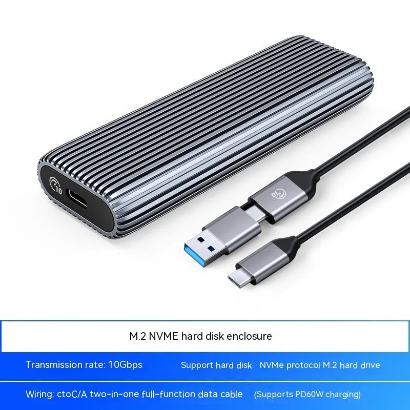 Aluminium SSD external enclosure for M.2 drives with heat dissipation accessories and data cable
