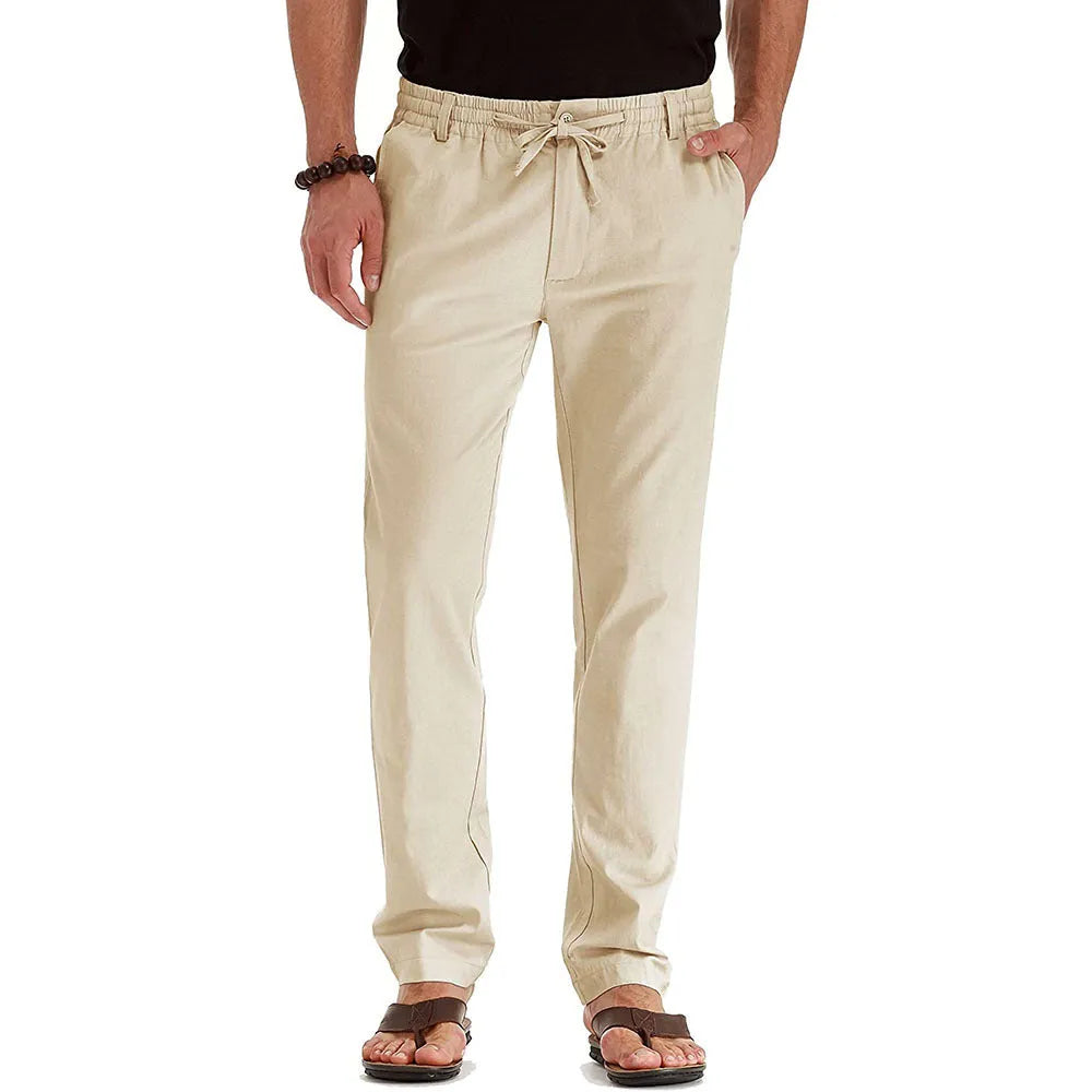 Men's loose oversized cotton blend straight-leg track pants in army green, front view