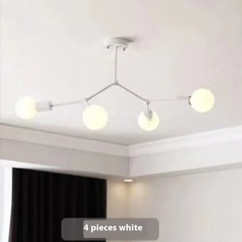 Nordic iron chandelier ceiling lamp in black or white with multiple head configurations