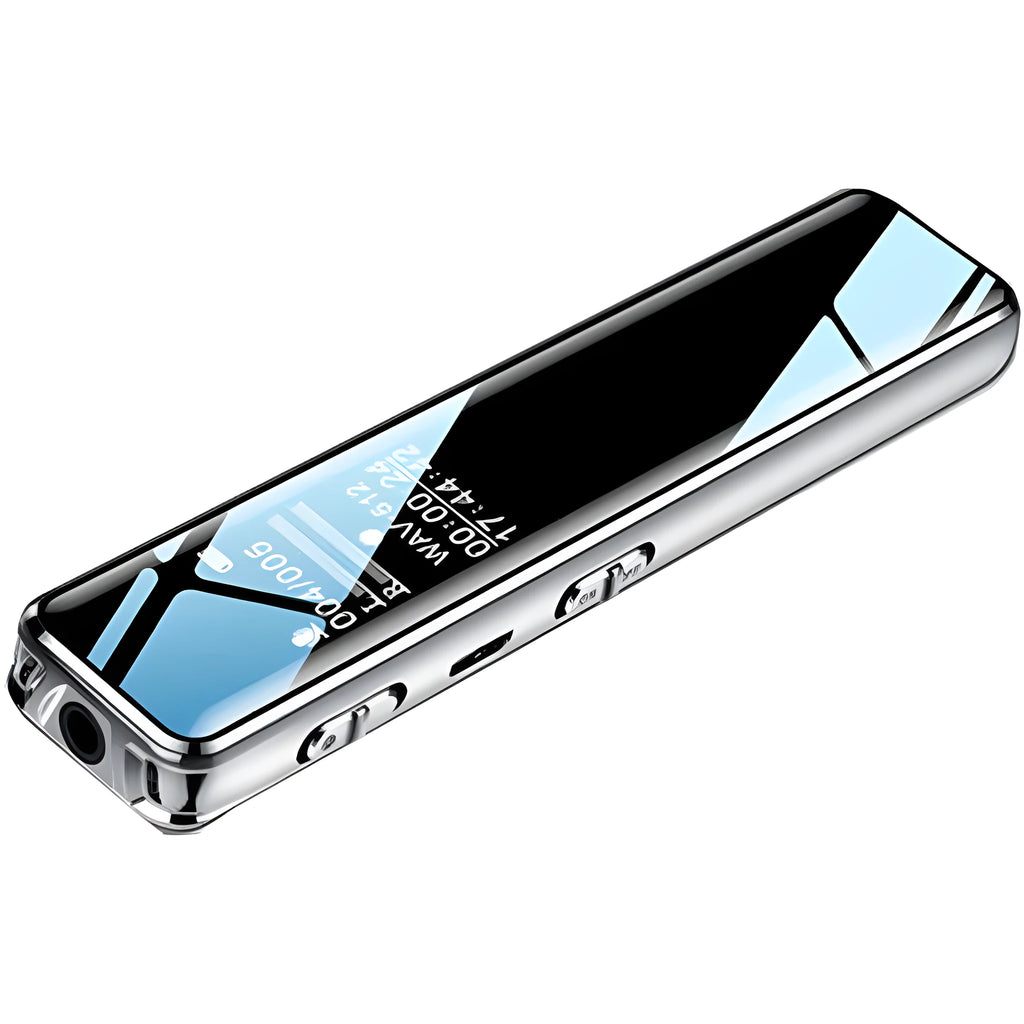Q22 high definition noise reduction recording pen in black with LCD screen, zinc alloy shell, 108x23x9.8 mm size