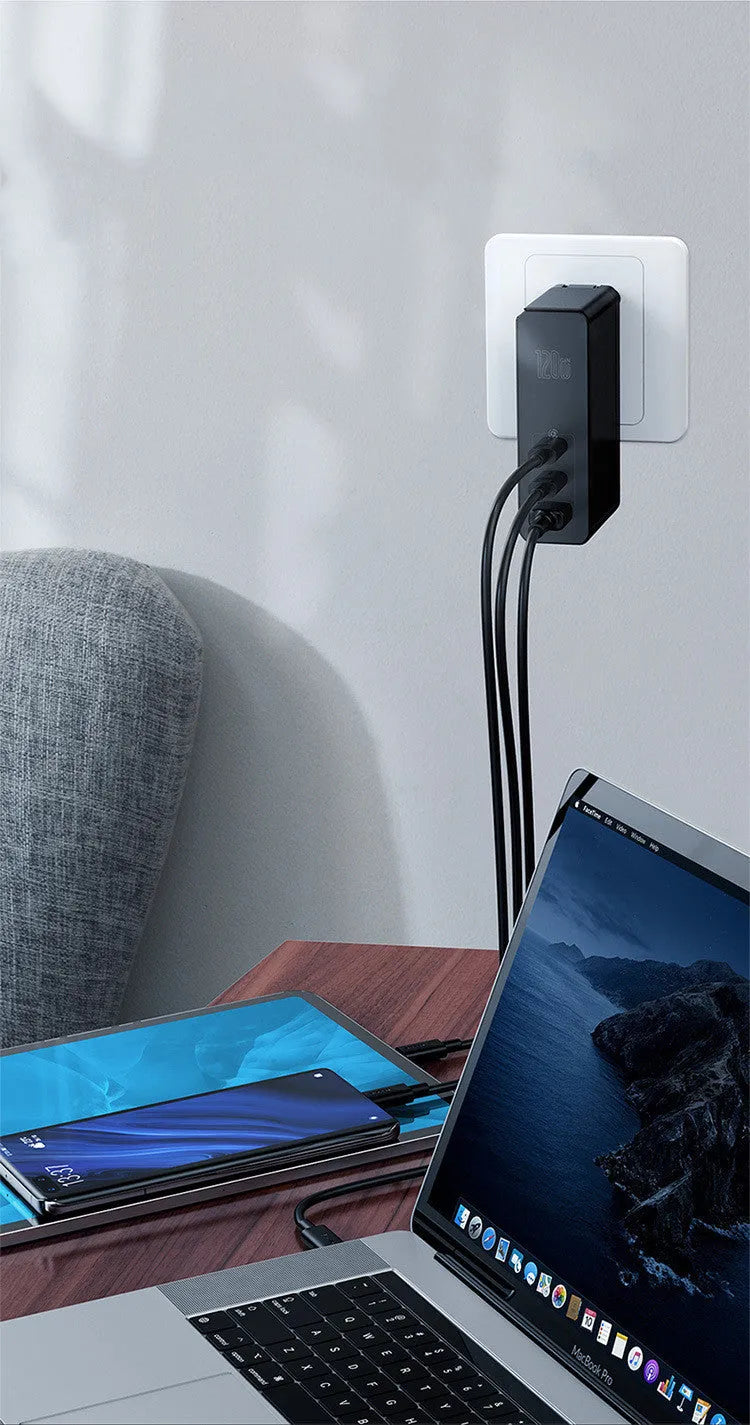 Baseus GaN Gallium Nitride Mini Fast Charger with European plug in black with indicator light
