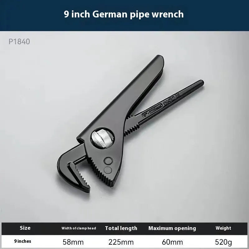 European-style heavy-duty plastic steel pipe wrench nipper with high carbon steel blade, 9 inch model
