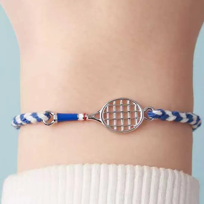 Copper woven wristband with retro blue and white rope, dream catcher and eight-pointed star geometric design