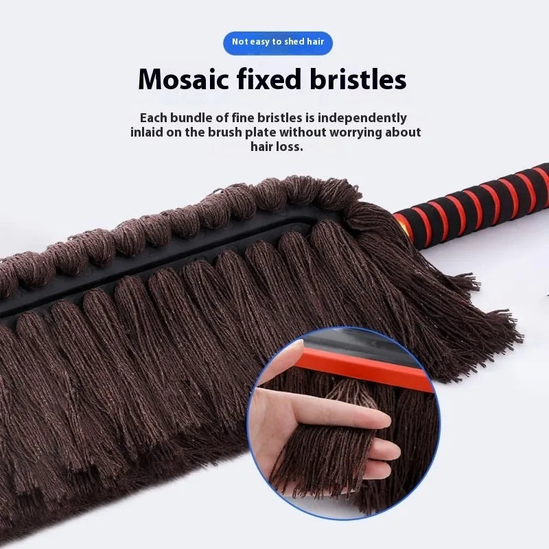 Telescopic wax duster car wash mop with alloy handle and brown line telescopic design