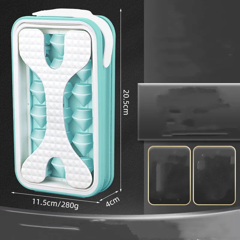 Light grey 2-in-1 silicone ice ball mould and water bottle with lid, showing portable design.