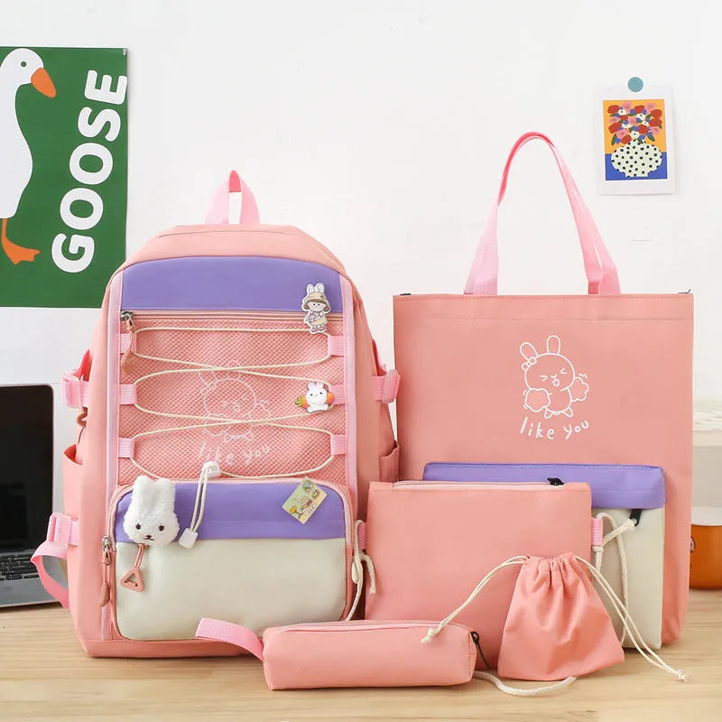 Lightweight student backpack with curved shoulder straps in solid colour options