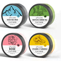 Four-pack Dead Sea mud clay masks with Green Tea, Turmeric and Rose extracts