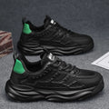 Men's white and black breathable mesh shoes with round toe design and PU construction