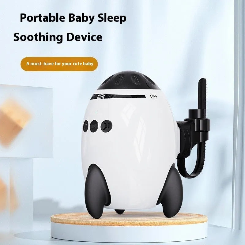 White baby sleep comforter device with automatic shaking function and Bluetooth connectivity