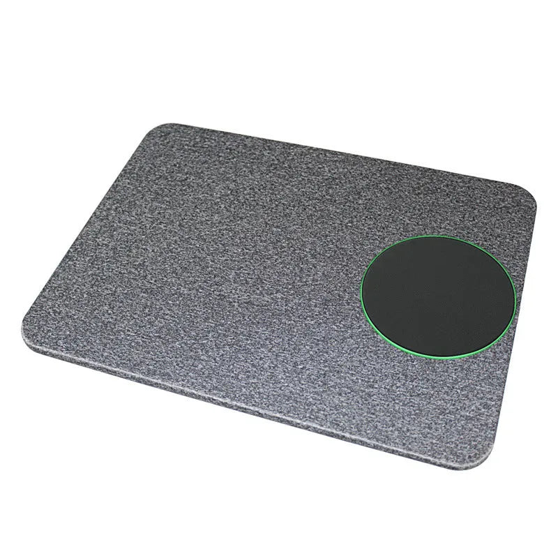 Wireless charging mouse pad showing cloth surface with Qi charging zone and 30cm x 22cm dimensions