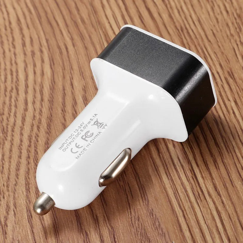3USB aluminum car charger with indicator light in black colour option