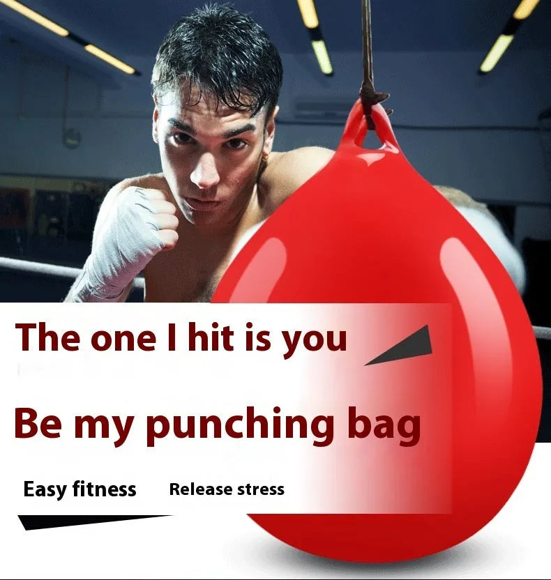 Red water filled PVC boxing reaction ball with hook rope for speed training