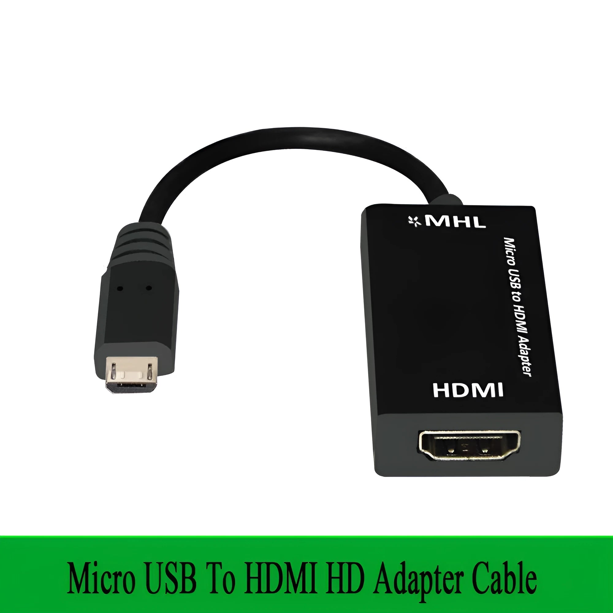 Black Micro USB to HDMI adapter with three ports for HD conversion from mobile device to TV