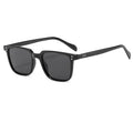 Men's fashion sunglasses with black frame and gray AC UV400 lenses, PC frame, box style