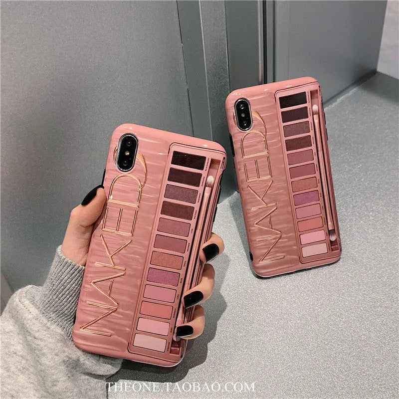 Flesh and grey silicone Eye Shadow phone case for various iPhone models.