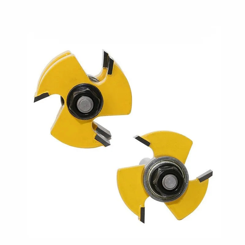 Carbide T-slot milling cutter with three teeth and 8mm straight shank for woodworking.