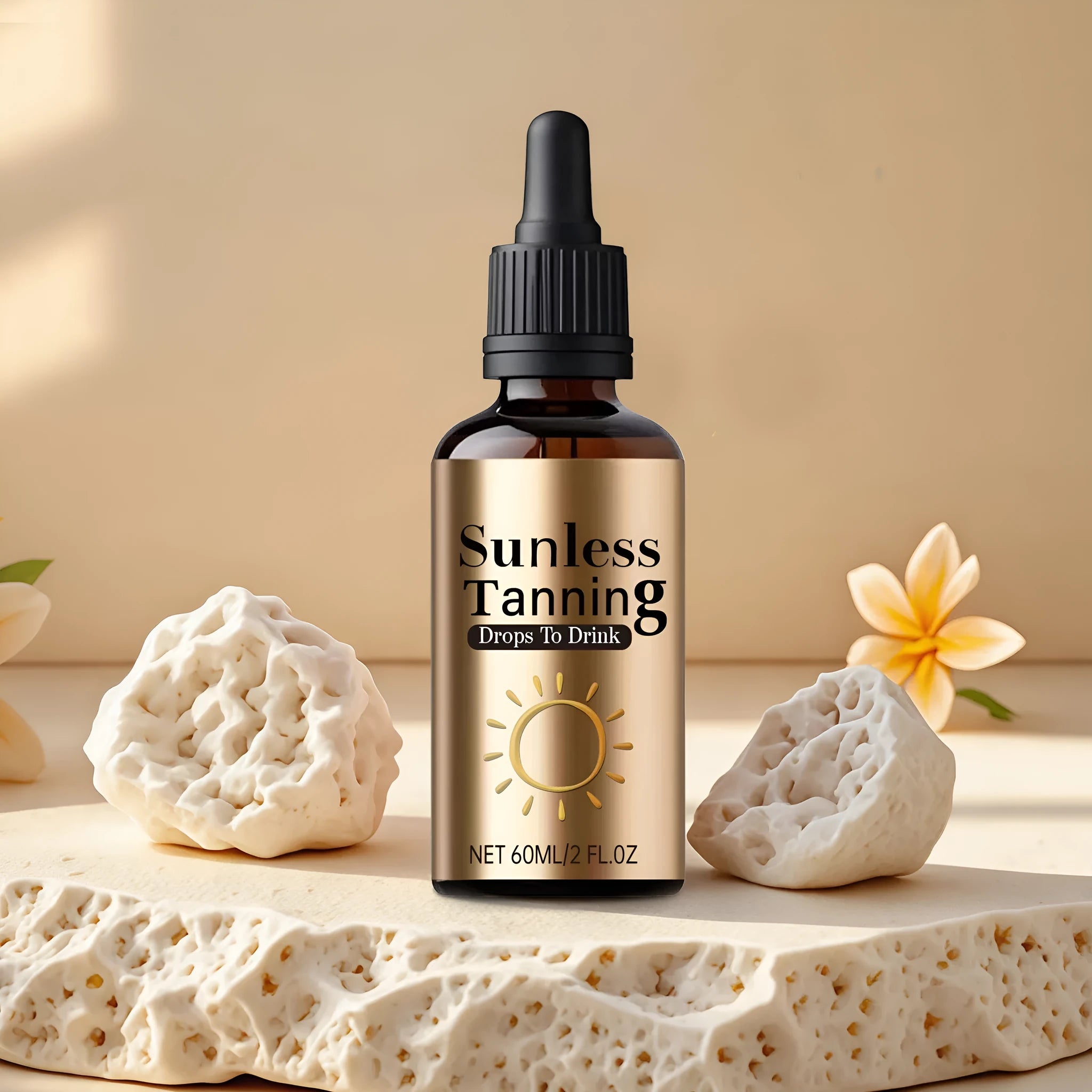 Black bottle of unisex oral drops with 60ml capacity for outdoor and family relief