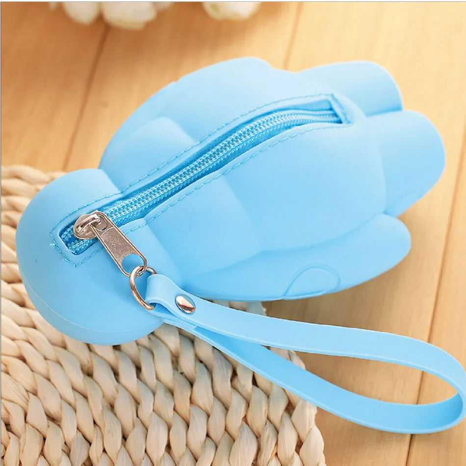 Large capacity silicone pencil case in blue colour with zipper, 20 x 13 cm size