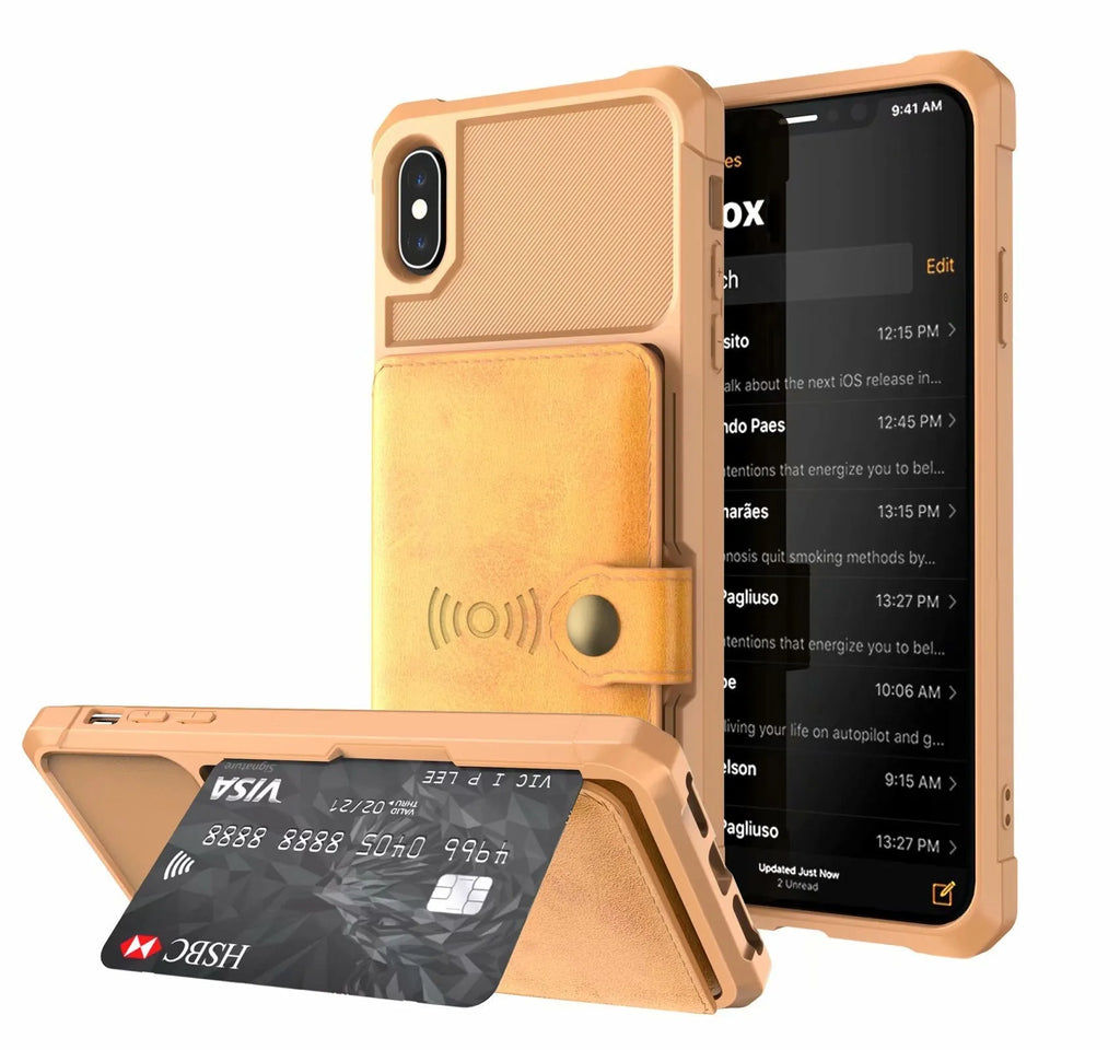 Geometric pattern black PU leather back cover case on an iPhone X