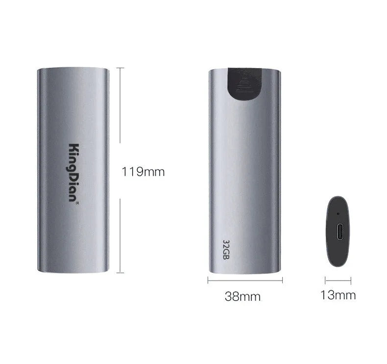 Grey mobile SSD with USB 3.0 interface for direct phone connection