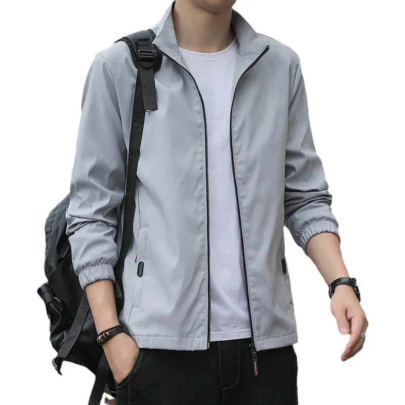 Korean style loose lapel casual jacket for men in polyester blend fabric available in multiple colours