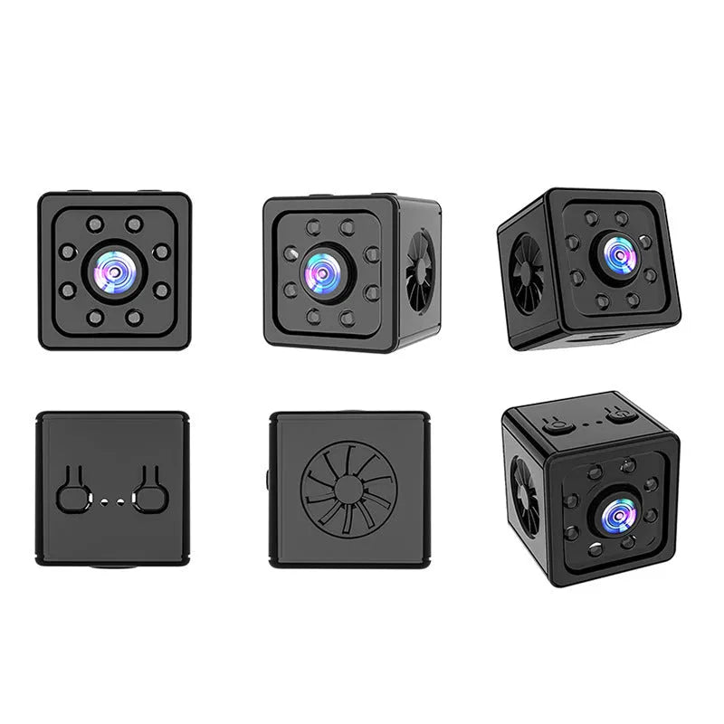 Black cubic K13 remote sports HD camera with mounting bracket on a white background.