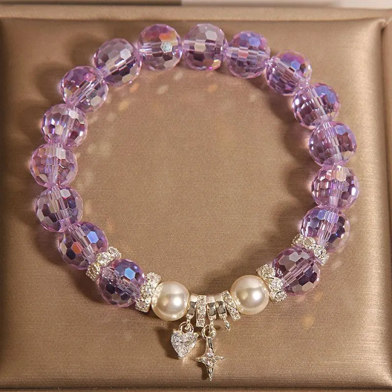 Colorful metal bracelet for women with small love water drops and eight-pointed star details in light luxury minority style