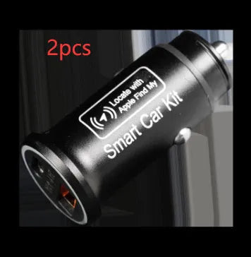 Black ABS car charger locator with integrated GPS for vehicle tracking, plugged into a 12V car socket.