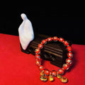 Ancient French glaze year glass bracelet with geometric auspicious patterns in court style