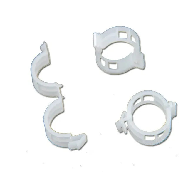 Pack of 50 plastic plant grafting clips for securing garden twigs and grafts.