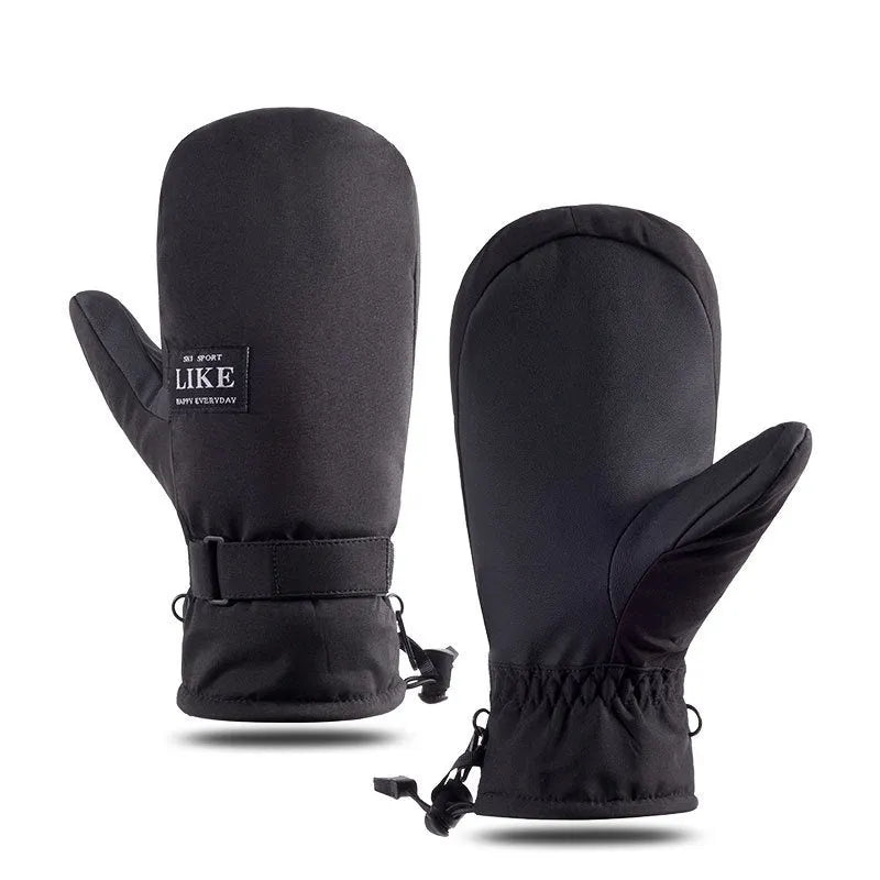 Black windproof cycling gloves with touch screen fingertips for cold weather riding
