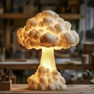 Atomic bomb explosion mushroom cloud shaped modern art table lamp with USB power cord.