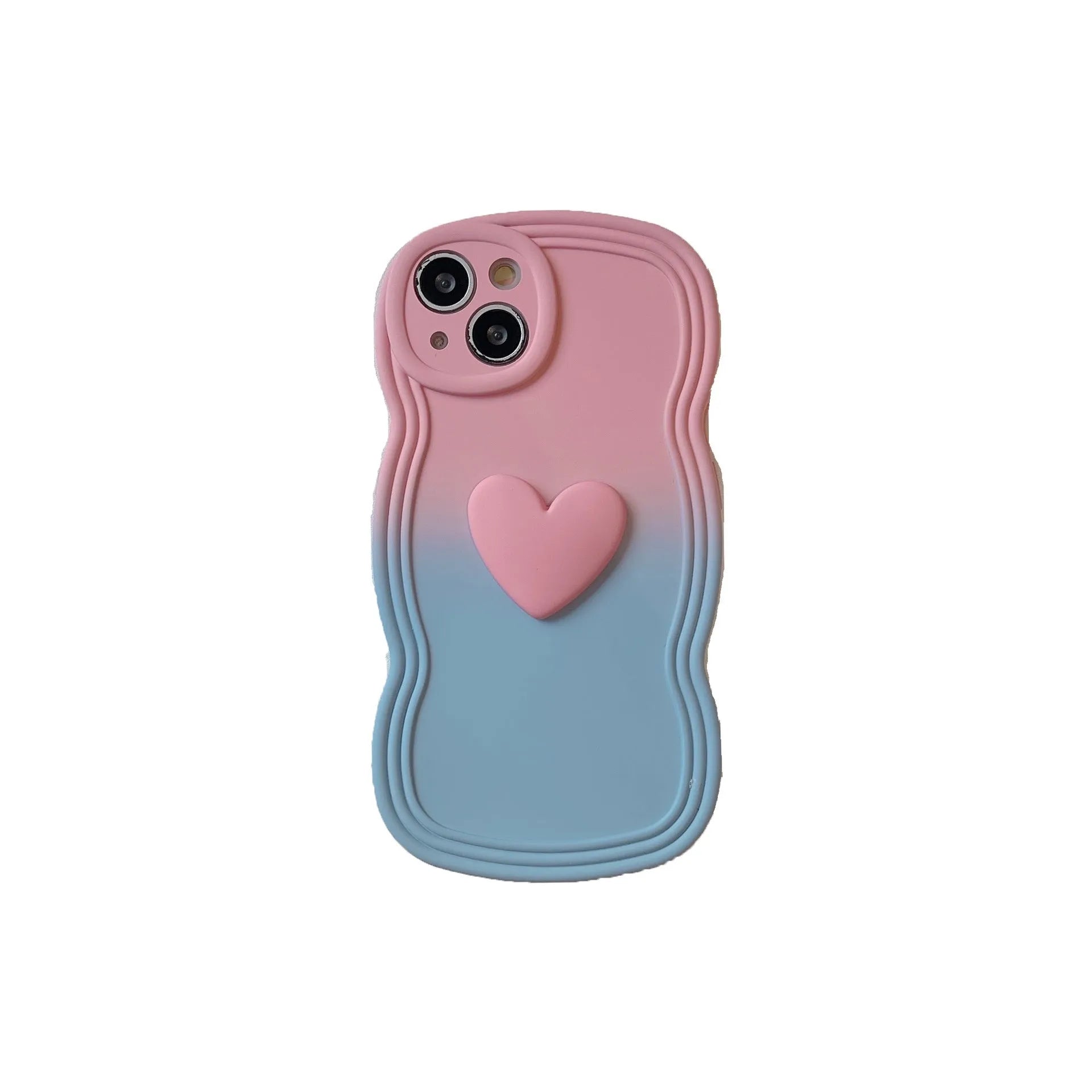 Three-dimensional love gradient wavy edge liquid silicone phone case in red and black, anti-fingerprint, for iPhone 11-14 Pro Max
