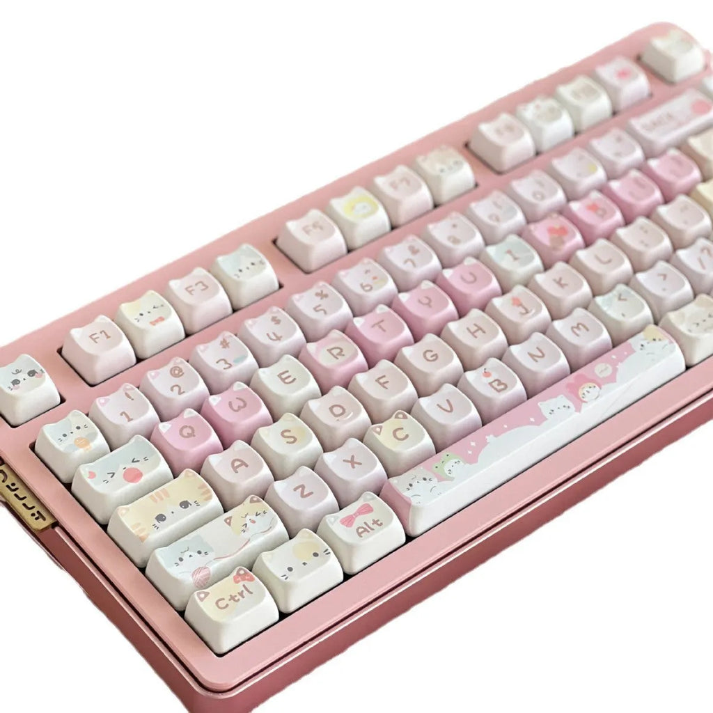 Meow Meow Team 141-piece sublimation keycap set for mechanical keyboards with colourful five-sided designs