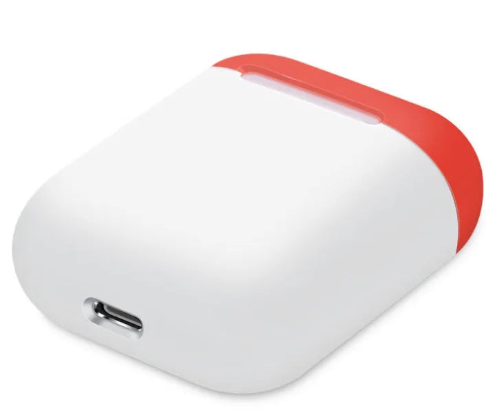 Silicone protective sleeve for AirPods charging case in split design showing colour options
