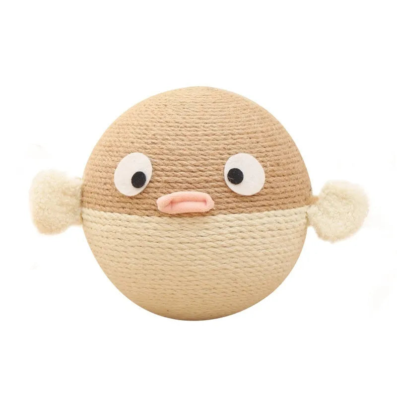 Sisal hemp puffer leakage feeder cube toy 15cm for dogs and cats