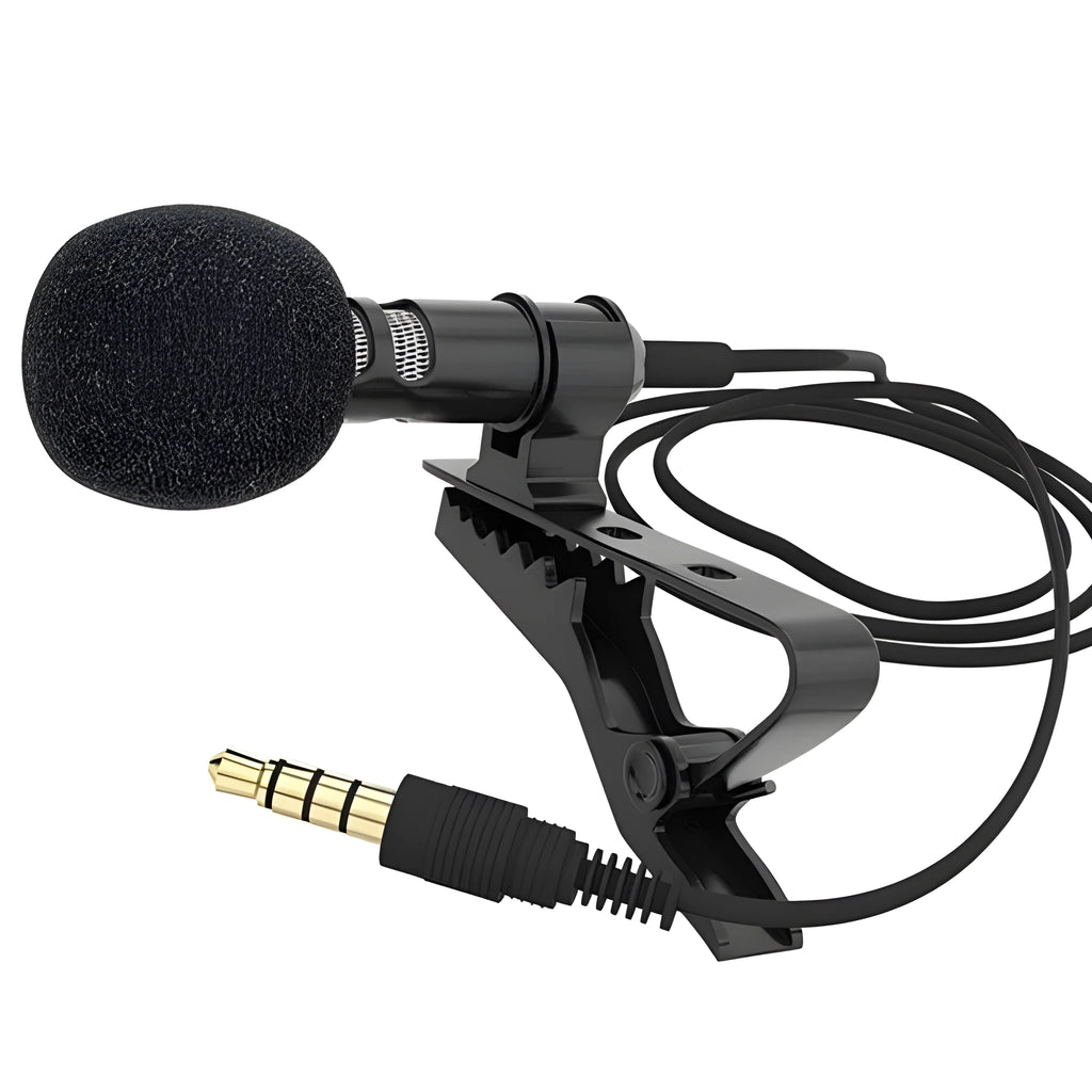 Portable clip condenser microphone with metal shell and 3.5mm plug for mobile phone recording