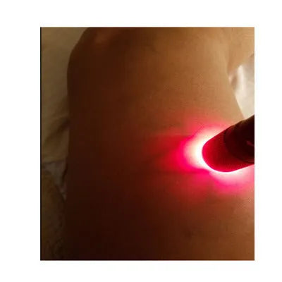 Black aluminium alloy smart vein locator device with red LED lights, shown at 29mm by 95mm size.