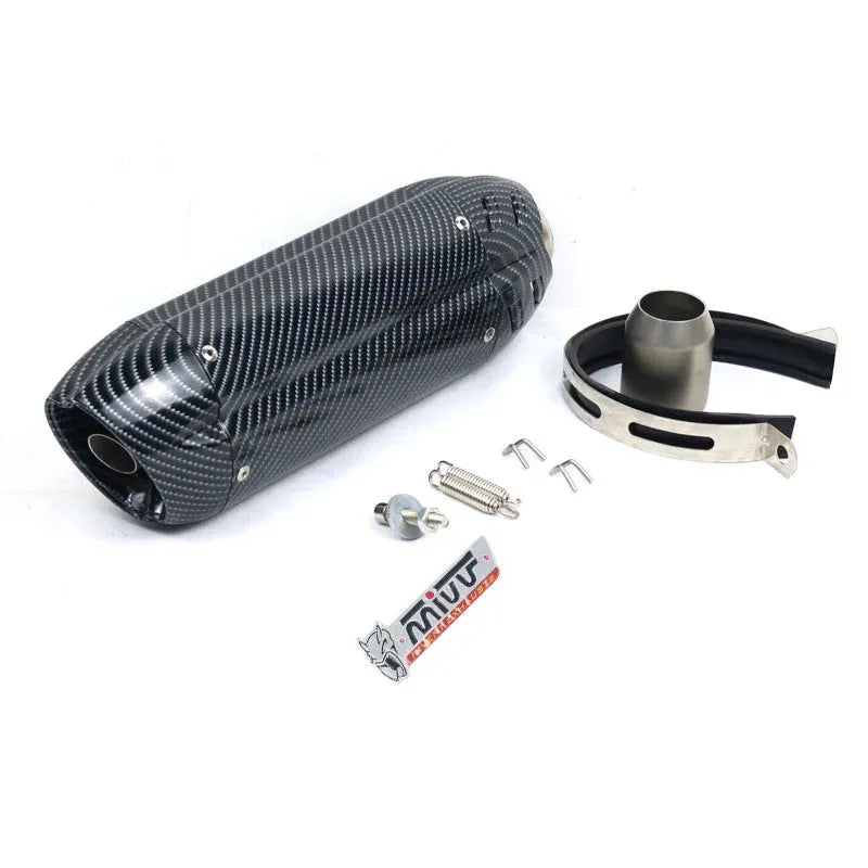 Stainless steel modified small hexagonal motorcycle exhaust pipe with muffler, 51mm calibre.
