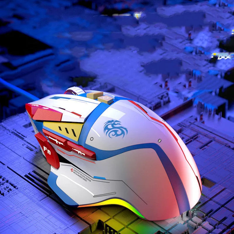 Desktop wired automatic pressure grab mouse, ergonomic design, four-way wheel, Primordial Ghost Claw colour