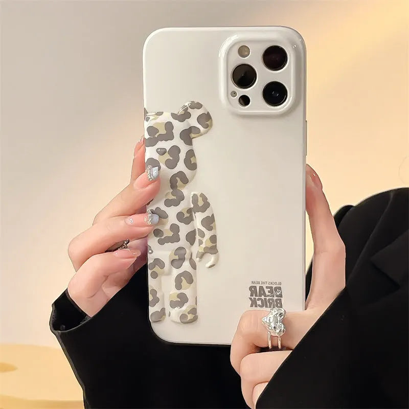 White leopard print 13 mobile phone case for iPhone 13 with plastic back cover and IMD pattern