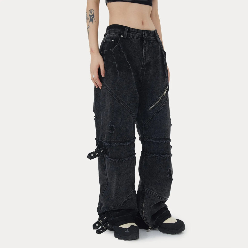 Loose straight cotton trousers in black for men and women, multiple sizes from S to 3XL