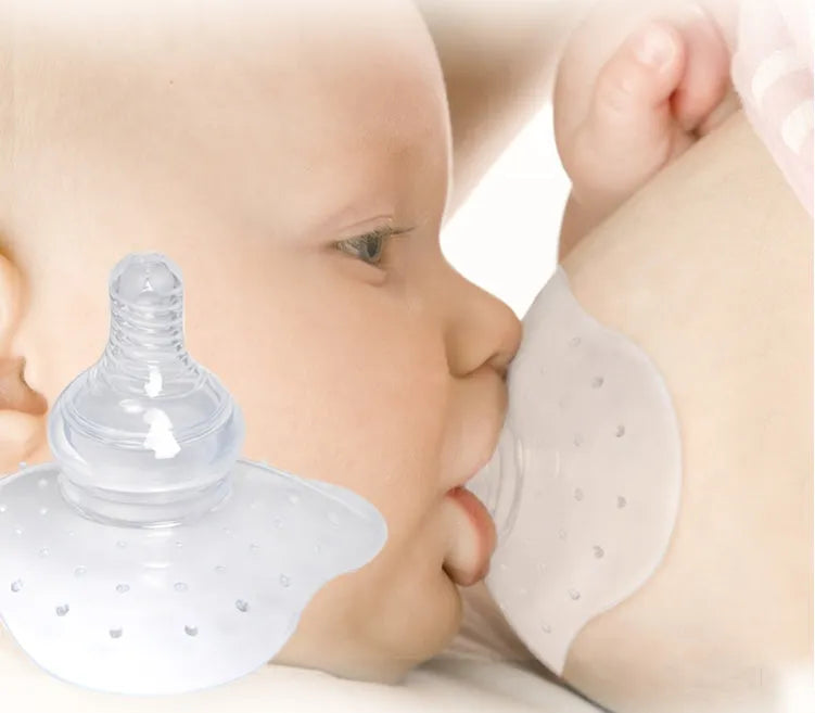 Nursing nipple protectors in transparent and petal colours for breastfeeding assistance