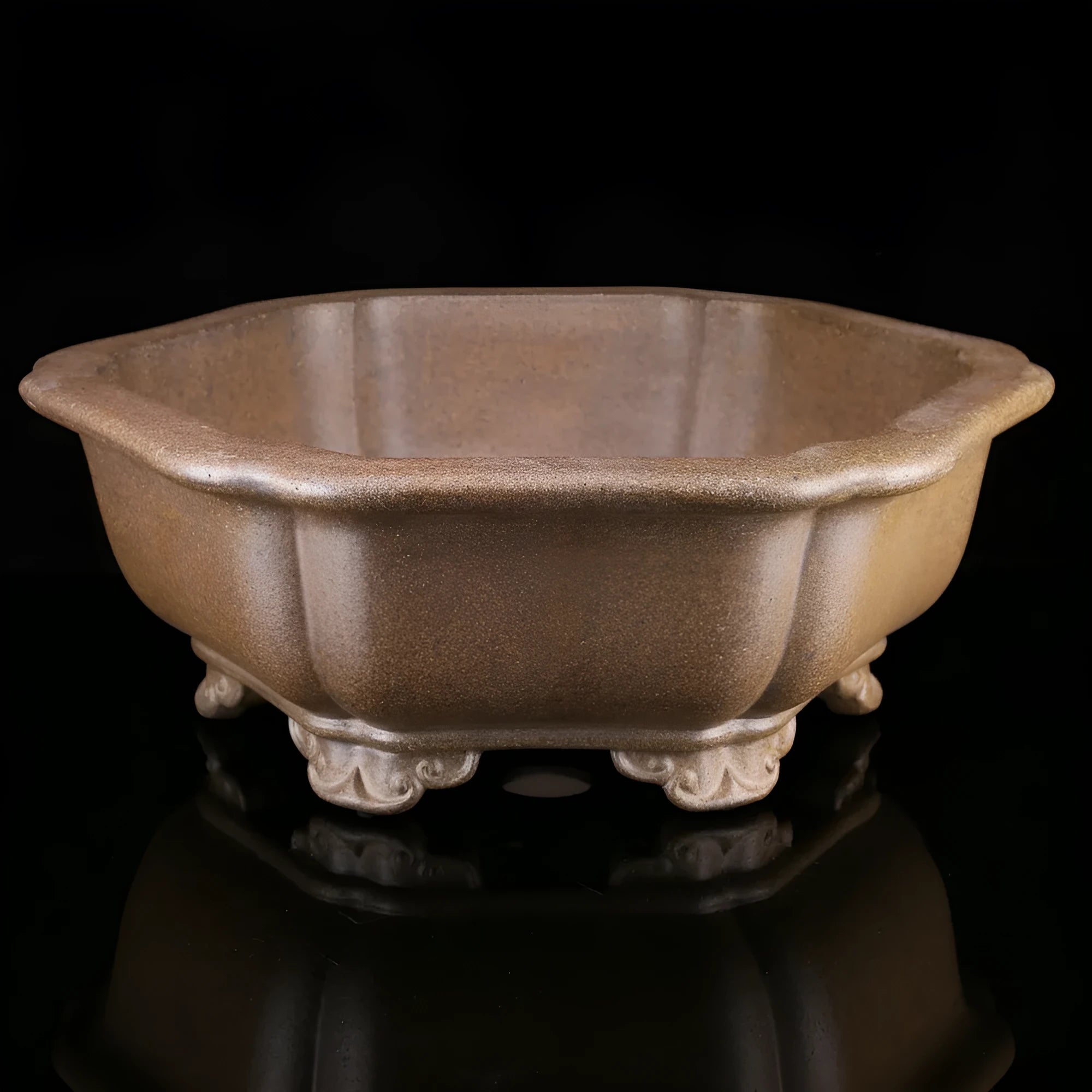 Handmade large purple sand tea basin for firewood ceremonies