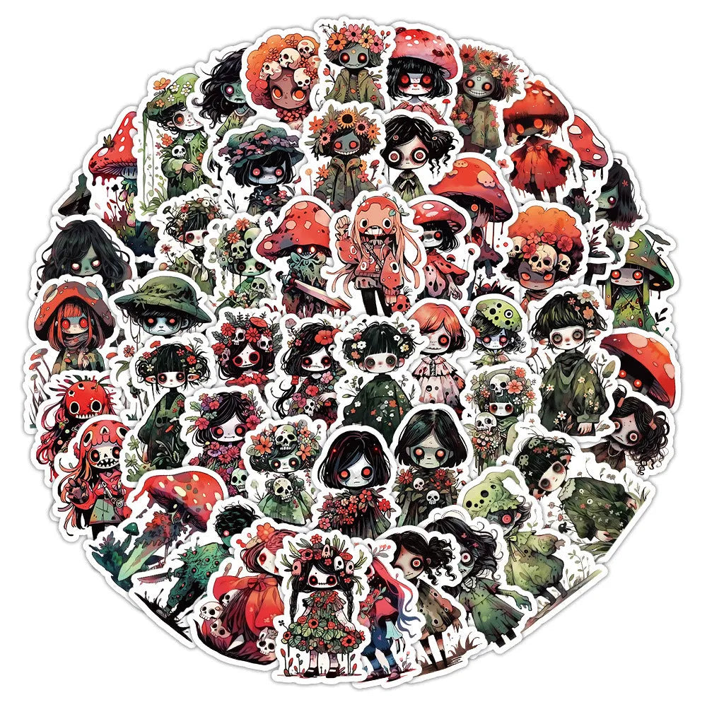 Little Zombie Stickers horror scarecrow decorative sticker pack 60 sheets mixed sizes 3 to 8cm