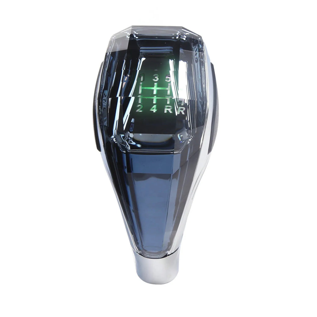 Crystal touch sensing luminous gear head with metal matte finish and colourful LED lighting