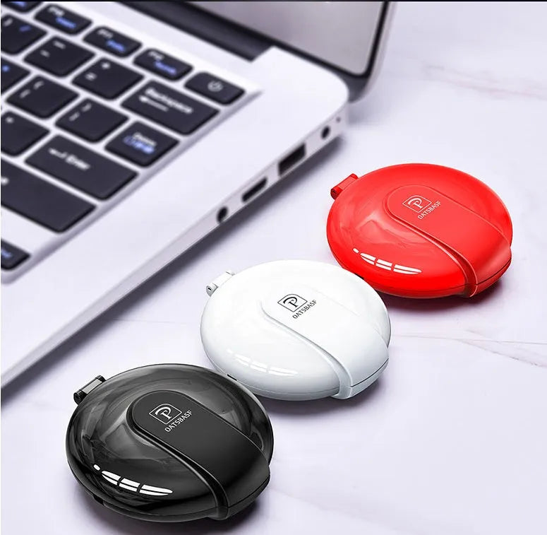 Black 3-in-1 magnetic retractable car charger with phone bracket and charging cable