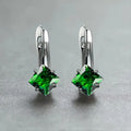 Women's copper earrings with diamond design featuring inlaid zircon elements in blue, colour, and green options