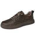 Low-top cowhide flat shoes in black, beige, and khaki for outdoor mountaineering